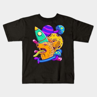 Psychedelic Trippy Pet - Space Dog Kids T-Shirt